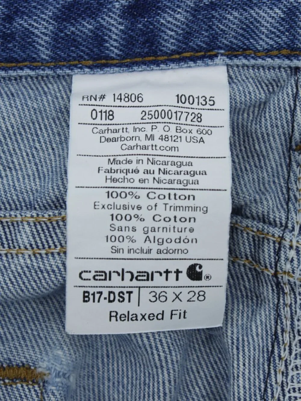 Vintage Carhartt Classic Relaxed Fit Straight Leg Jeans‎ - Blue Denim - Size W36